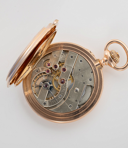 Gold Pocket Chronometre Watch with Enamel Dial