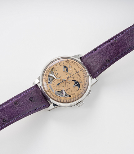 Duometre Chronograph Moonphase in Platinum with Salmon Dial