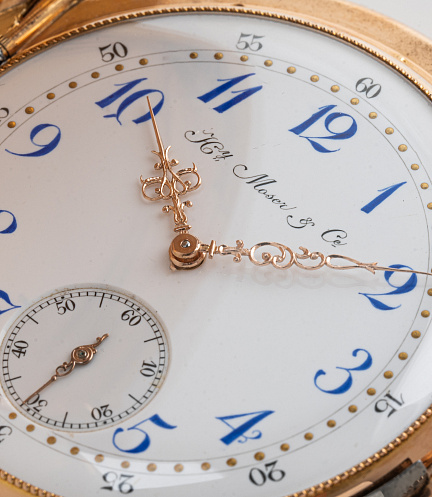 Gold Pocket Chronometre Watch with Enamel Dial