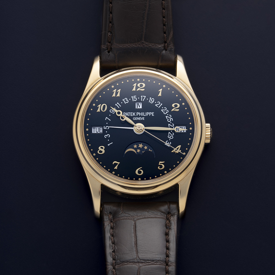 Retrograde Perpetual Calendar in Yellow Gold with Black Dial