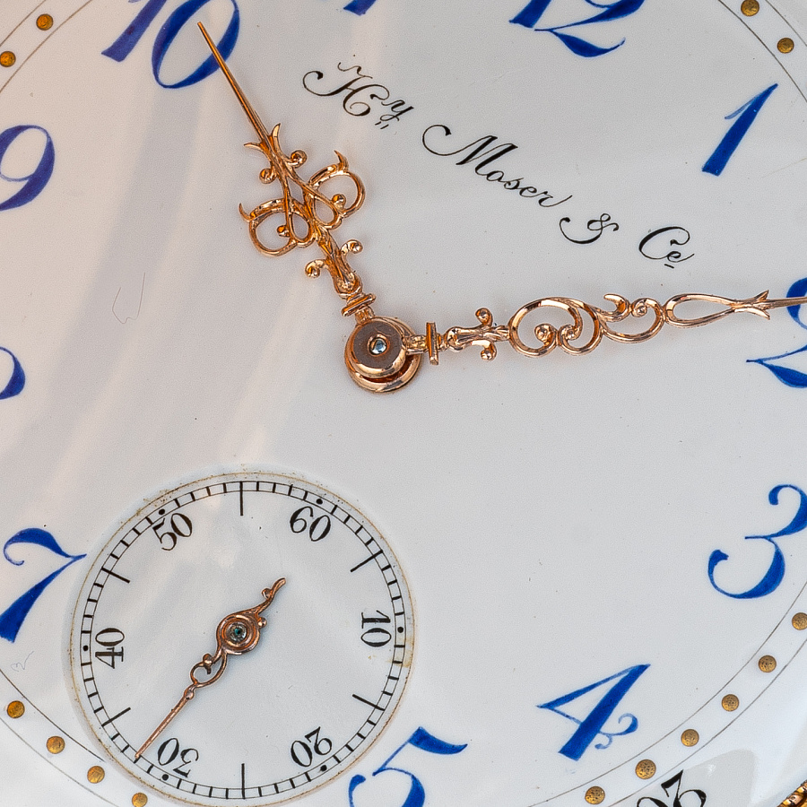 Gold Pocket Chronometre Watch with Enamel Dial