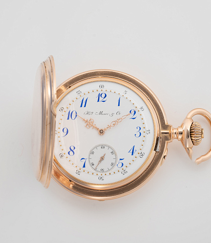 Gold Pocket Chronometre Watch with Enamel Dial