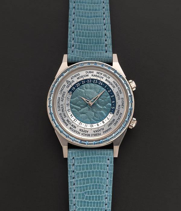 Tempus Terrea Worldtime Aquamarine in White Gold