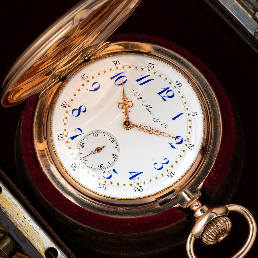 Gold Pocket Chronometre Watch with Enamel Dial