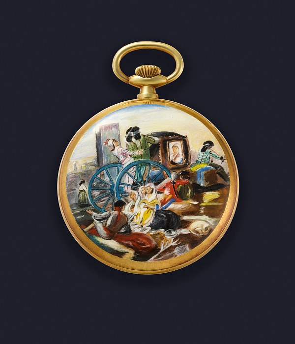 Lepine Pocket Watch with Enamel "El Cacharrero" by Francisco Goya