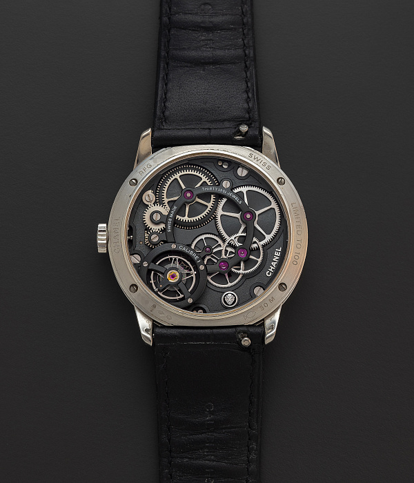 Monsieur De Chanel in Platinum with Black Enamel Dial by Romain Gauthier