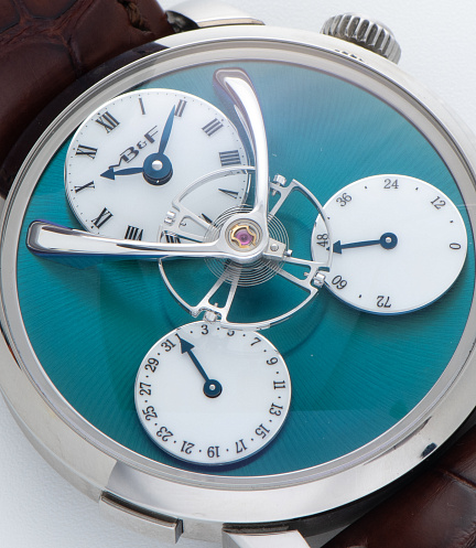 Legacy Machine Split Escapement in Titanium with Green Dial by Stephen McDonnell