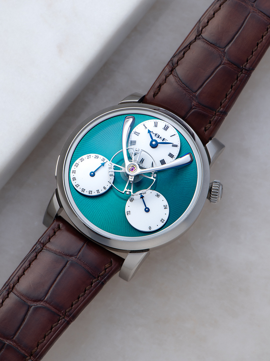 Legacy Machine Split Escapement in Titanium with Green Dial by Stephen McDonnell