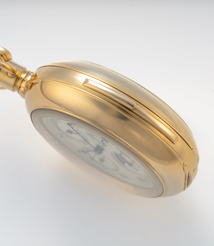 Minute Repeater Perpetual Calendar with Chronograph Lepine Pocket Watch in Yellow Gold