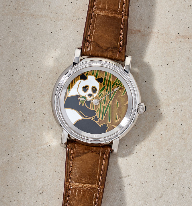 Toric in White Gold with Enamel Panda Dial