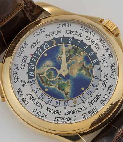 World Time in Yellow Gold with Enamel Dial