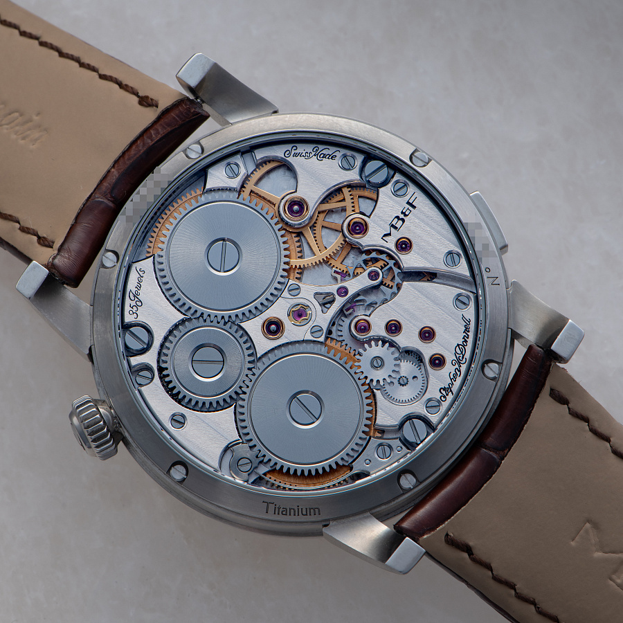 Legacy Machine Split Escapement in Titanium with Green Dial by Stephen McDonnell