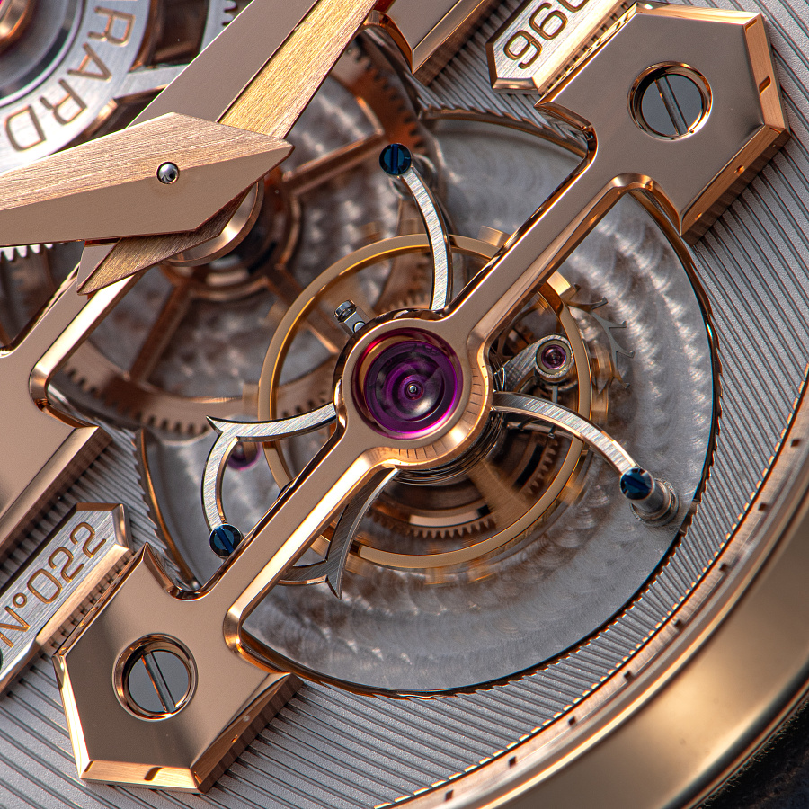 Tourbillon with Three Gold Bridges in Rose Gold