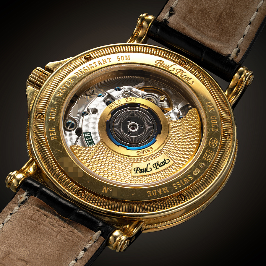 Atelier Regulator in Yellow Gold with Pave Diamond and Ruby Dial