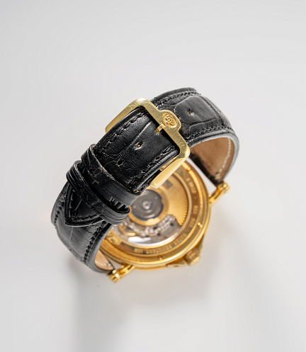 Atelier Regulator in Yellow Gold with Pave Diamond and Ruby Dial