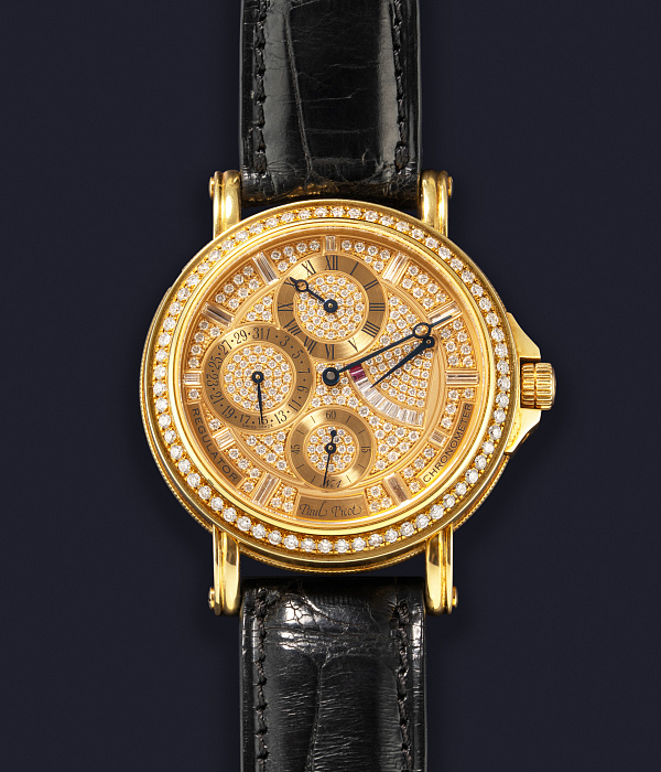 Atelier Regulator in Yellow Gold with Pave Diamond and Ruby Dial