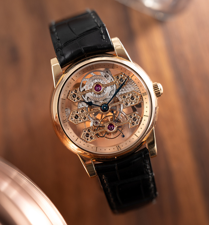 Triple Bridge Skeleton Tourbillon in Rose Gold