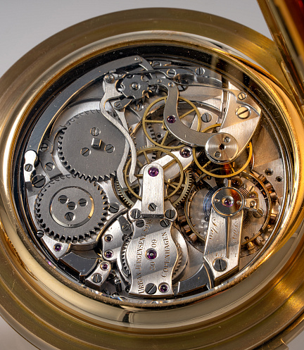 Minute Repeater Perpetual Calendar with Chronograph Lepine Pocket Watch in Yellow Gold