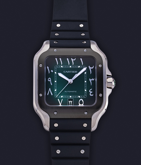 Santos de Cartier with Arabic Numerals and Green Dial