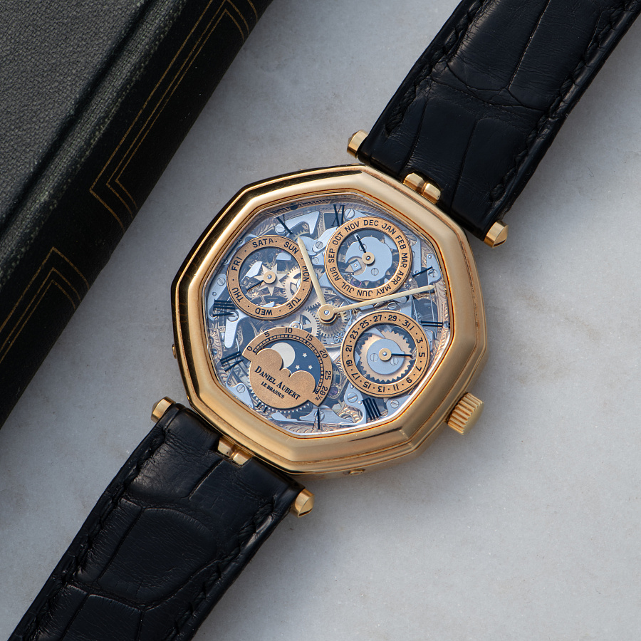 Lys Royal Gold Skeleton Ultra-thin Perpetual Calendar Piece Unique