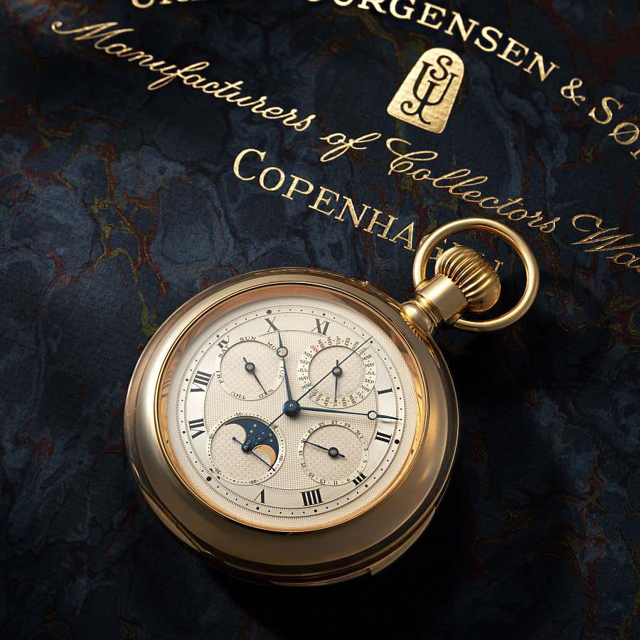 Minute Repeater Perpetual Calendar with Chronograph Lepine Pocket Watch in Yellow Gold