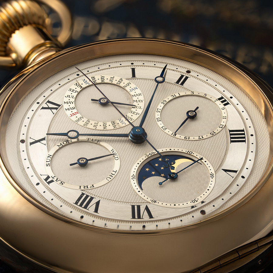 Minute Repeater Perpetual Calendar with Chronograph Lepine Pocket Watch in Yellow Gold