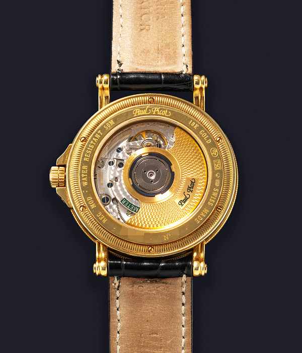 Atelier Regulator in Yellow Gold with Pave Diamond and Ruby Dial