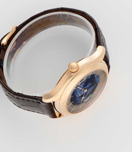 Galet Traveller Night Blue in Rose Gold with Enamel Dial by Anita Porchet