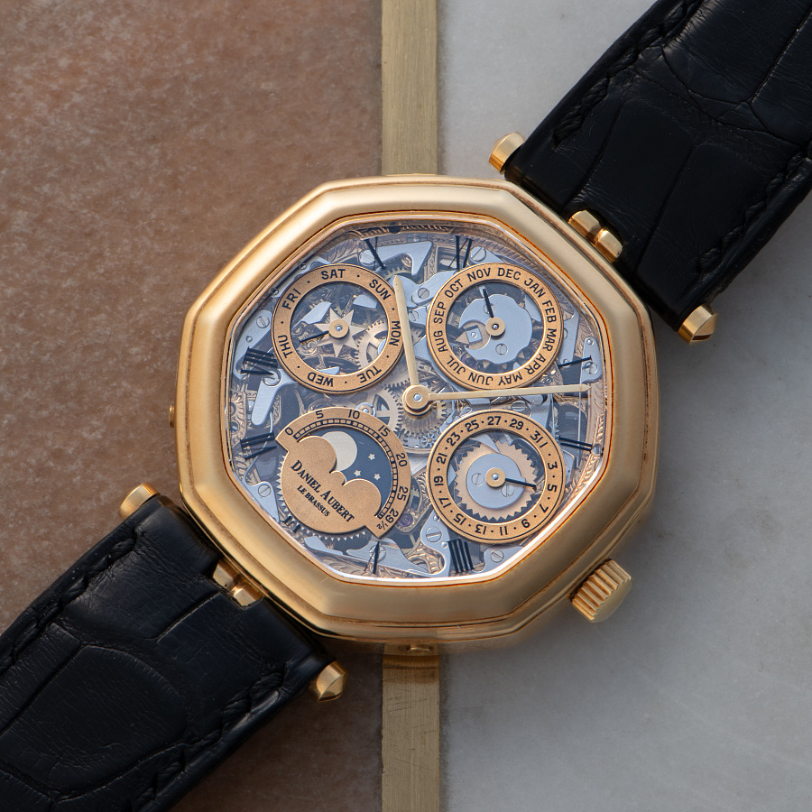 Lys Royal Gold Skeleton Ultra-thin Perpetual Calendar Piece Unique