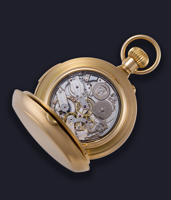 Minute Repeater Perpetual Calendar with Chronograph Lepine Pocket Watch in Yellow Gold