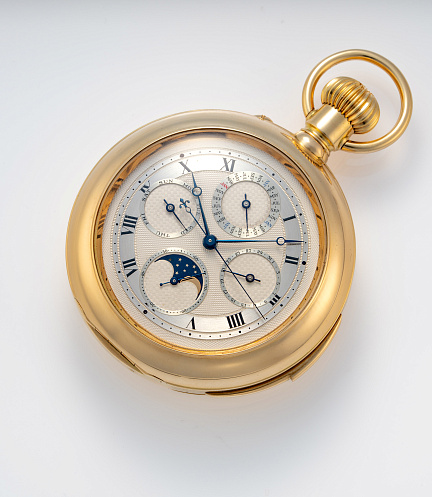 Minute Repeater Perpetual Calendar with Chronograph Lepine Pocket Watch in Yellow Gold