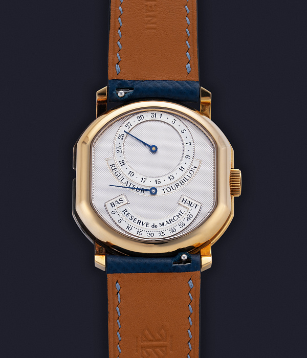 Regulateur Tourbillon in Yellow Gold with Clous de Paris "Ripe Banana"