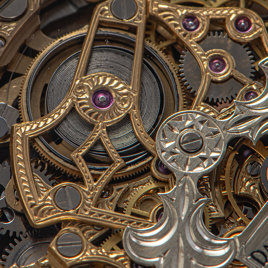 Lys Royal Gold Skeleton Ultra-thin Perpetual Calendar Piece Unique