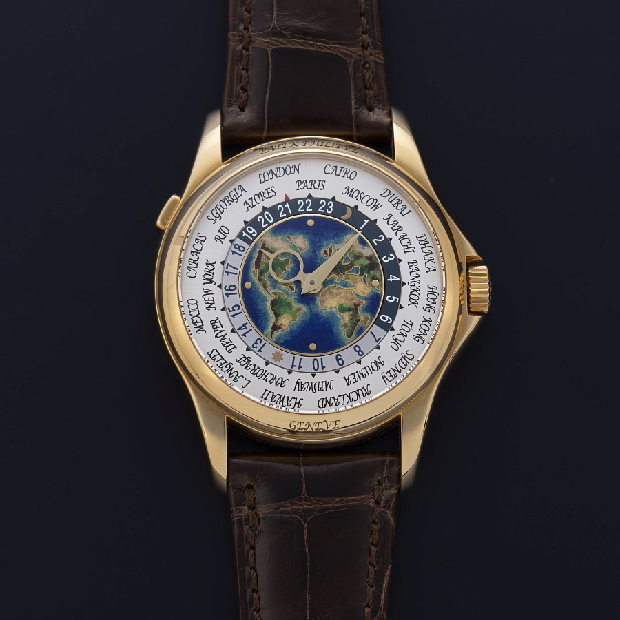 World Time in Yellow Gold with Enamel Dial