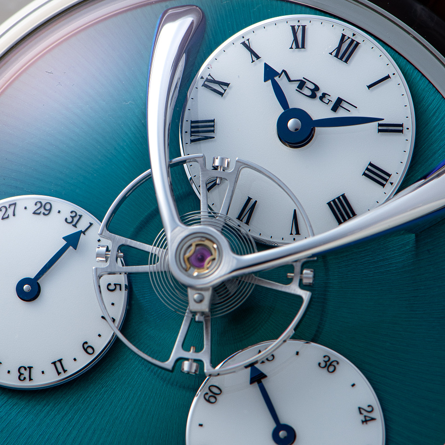 Legacy Machine Split Escapement in Titanium with Green Dial by Stephen McDonnell